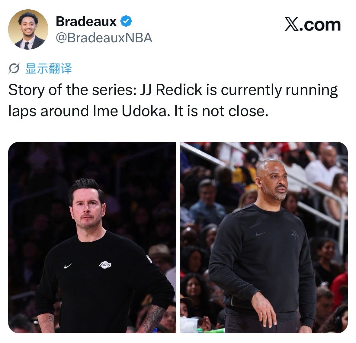 火箭记者Bradeaux：如今雷迪克在执教层面，已经把乌度卡远远甩在了身后，差距