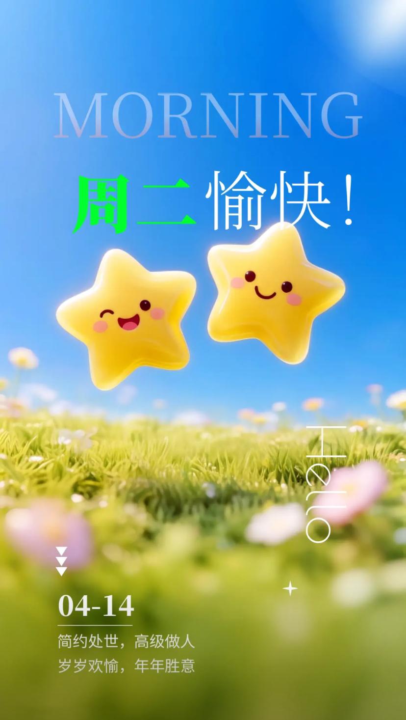 春晨问安，春风入户添祥瑞，福运临门岁月长。
2026./04.14.
[微风][
