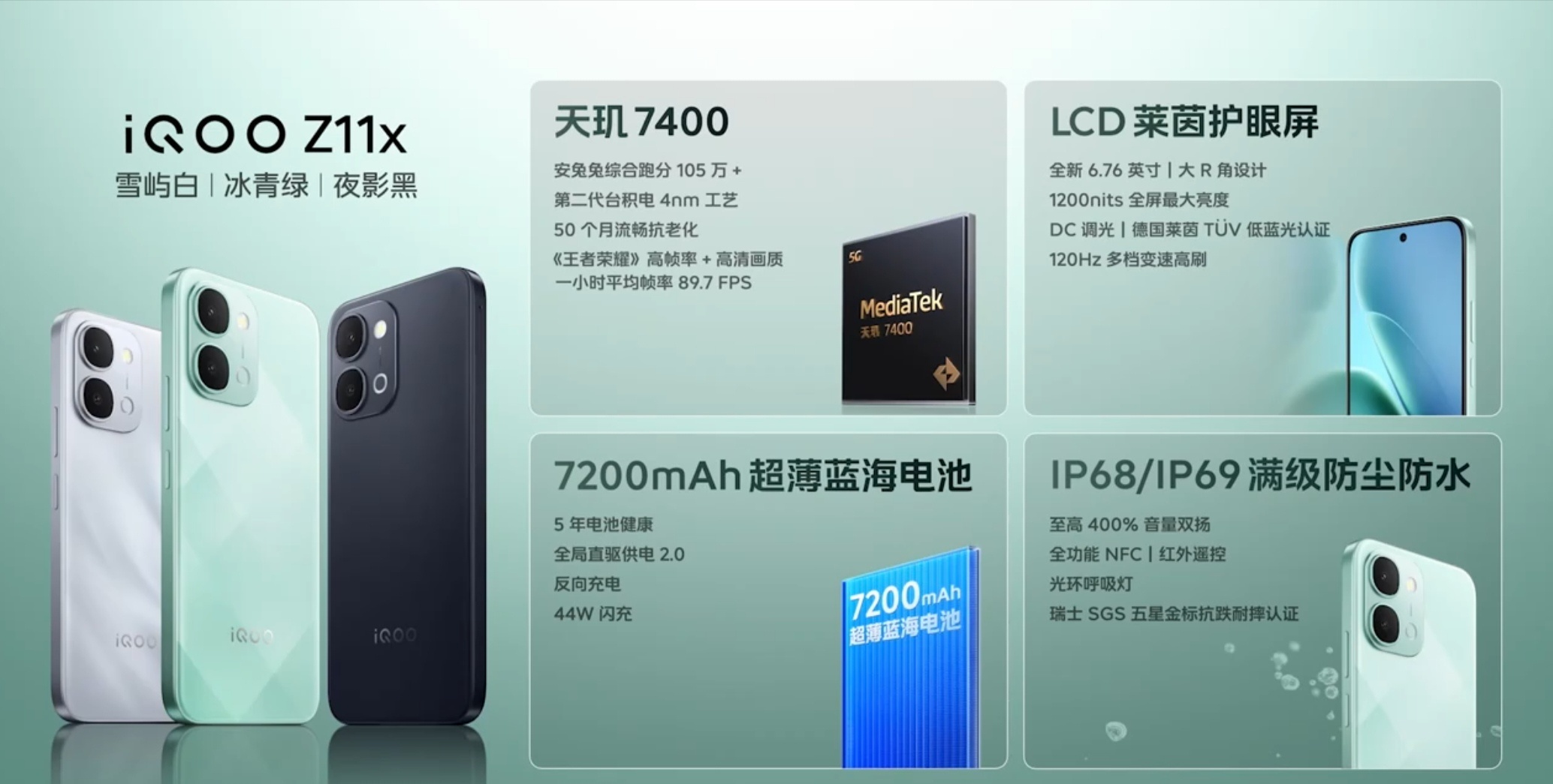 iQOO Z11x 发布：8+256GB 售价: 1499 元（国补 1274.