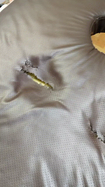 真压出个坑来了[得意]