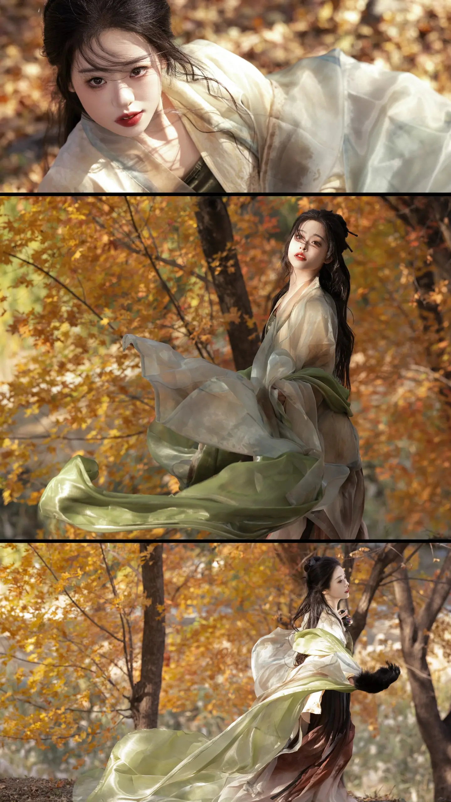 “行过人间烟火去寻你”。出镜：瑶瑶 妆造：卿卿 怎么利用光线出片，树林...