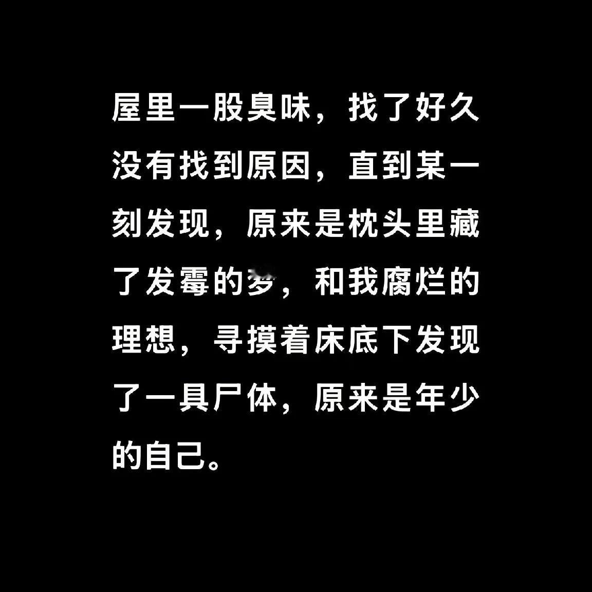 屋里一股臭味，找了好久没有找到原因，直到某一刻发现，原来是枕头里藏了发霉的梦，和