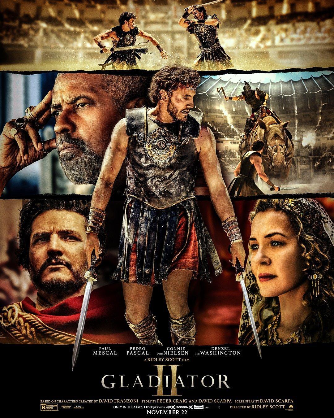 《角斗士2》发布正式海报，血与沙的故事，11月22日北美上映。 ​​​