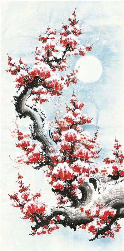 风摇雪影梅香远
露凝霜珠菊韵丰
解析：
上联的风、雪均为天气意象，而雪与梅花相关