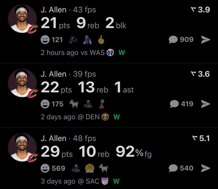 吃饼吃到饱！在哈登￼加盟后的三场比赛中，阿伦分别得到了29分、22分、21分。场