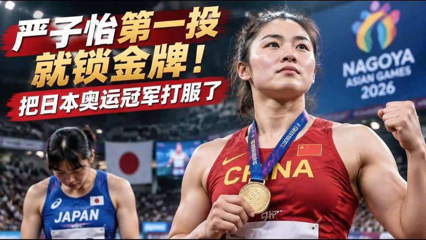 严子怡第一投就锁金牌！把日本奥运冠军打服了#严子怡##亚运会#