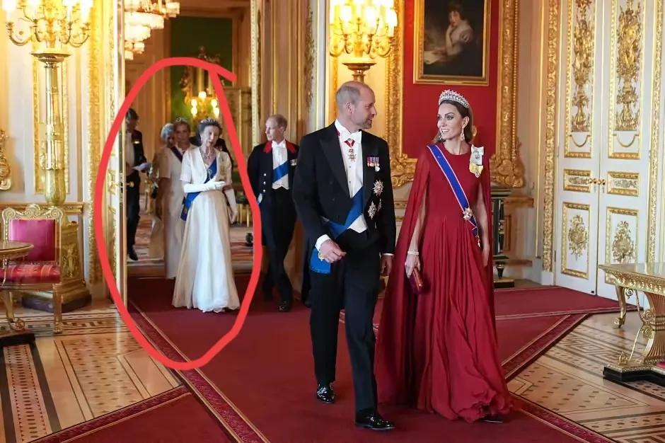 长公主安妮，这状态有点不太对？
为何？两个原因
一是，这一次接待马克龙的晚宴上，