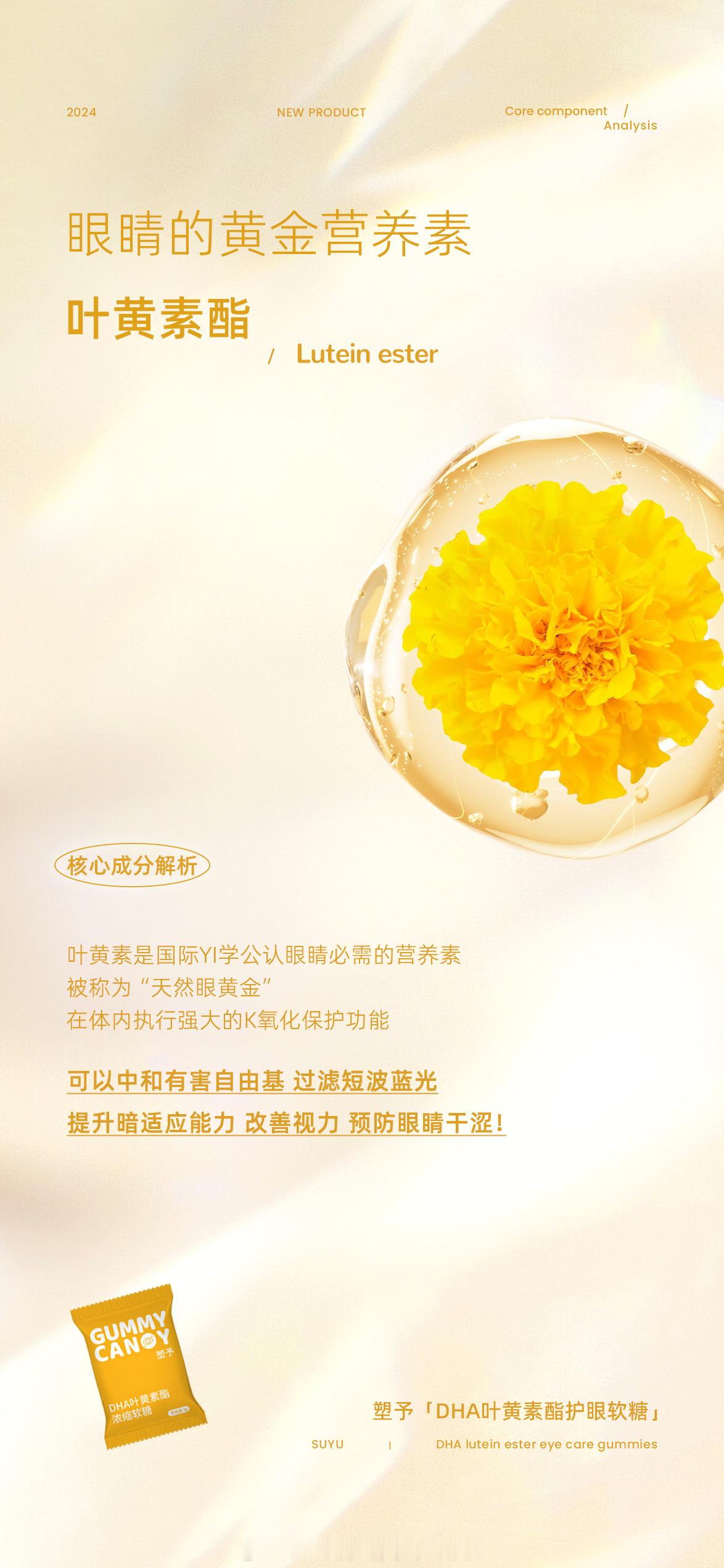 #护眼软糖成分解析首发机制+𝟗.𝟗多得一盒叶黄素护眼软糖也很绝 6合一配方 
