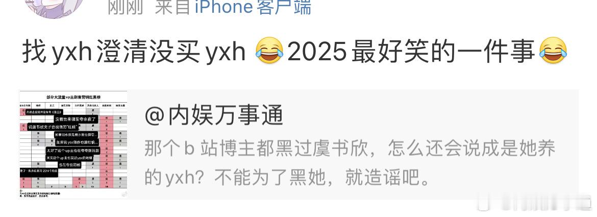 怎么我yxh就不能帮虞书欣澄清了嘛？不就上了一部电视剧吗，有必要这么全网黑她吗？