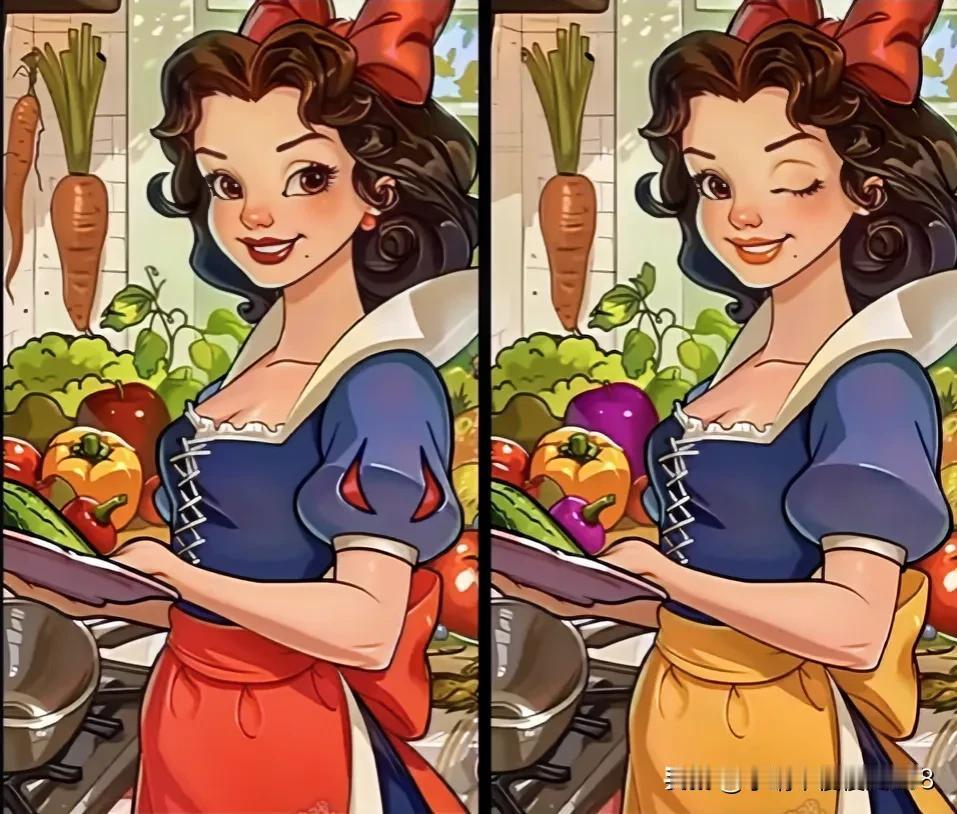 白雪公主，美味佳肴
考眼力 细心的你能找到几处不同[灵光一闪]