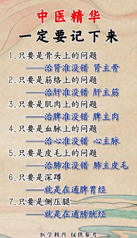 肾主骨、肝主筋，皮肉筋骨问题对应调理脏腑思路