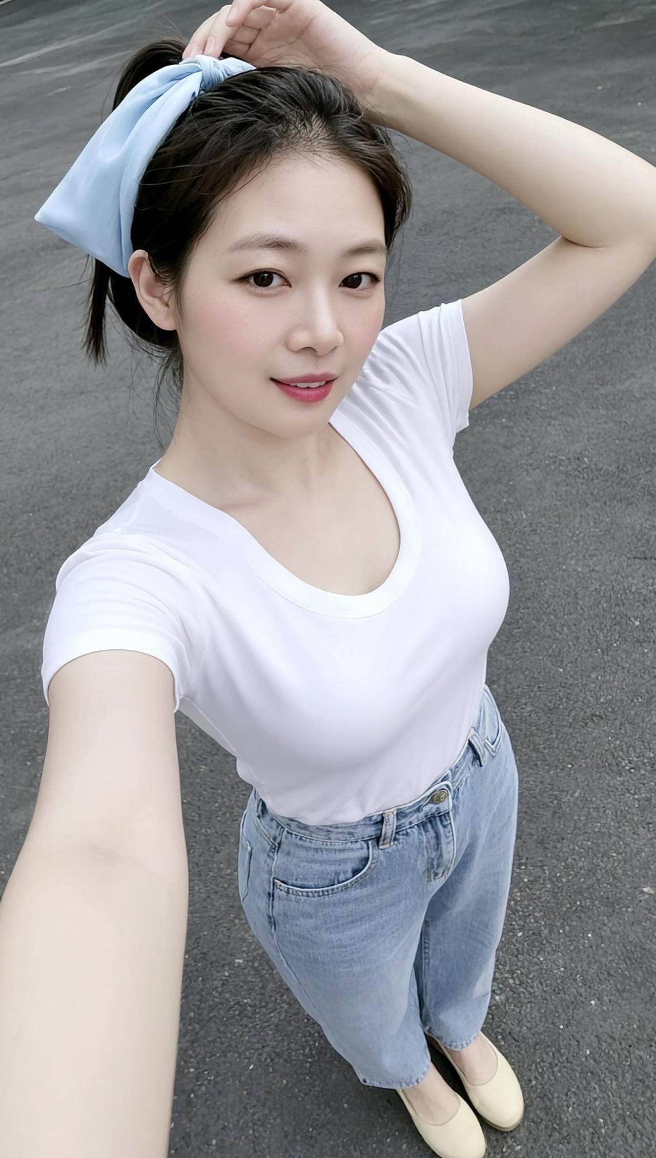 AI简约自拍 美女日常分享热门穿搭