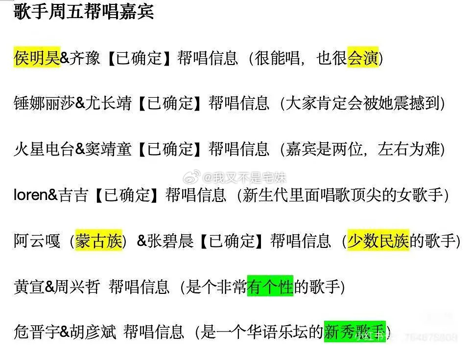 歌手2026 | 歌手帮唱嘉宾🍉，大家最期待哪组歌手的表演？