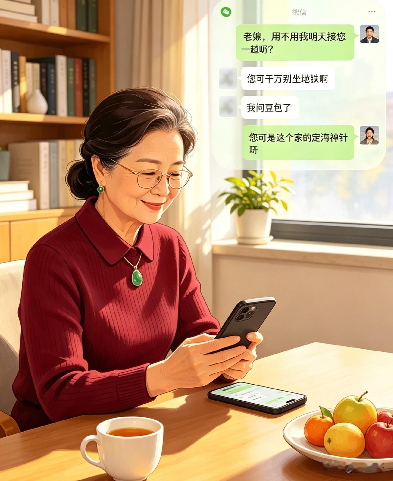 女婿一句话把我逗的哈哈大笑，眼泪都笑出来了。

早晨他发来微信说:“老娘，用不用