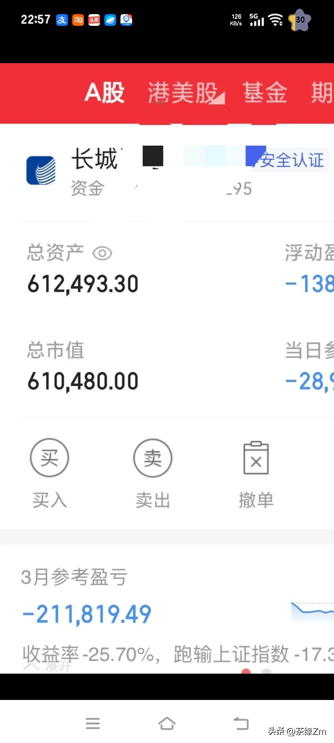 真的没救了，亏损日益增多，如今奶奶的余额已逼近5字头。明天要是再跌，可就危险了。