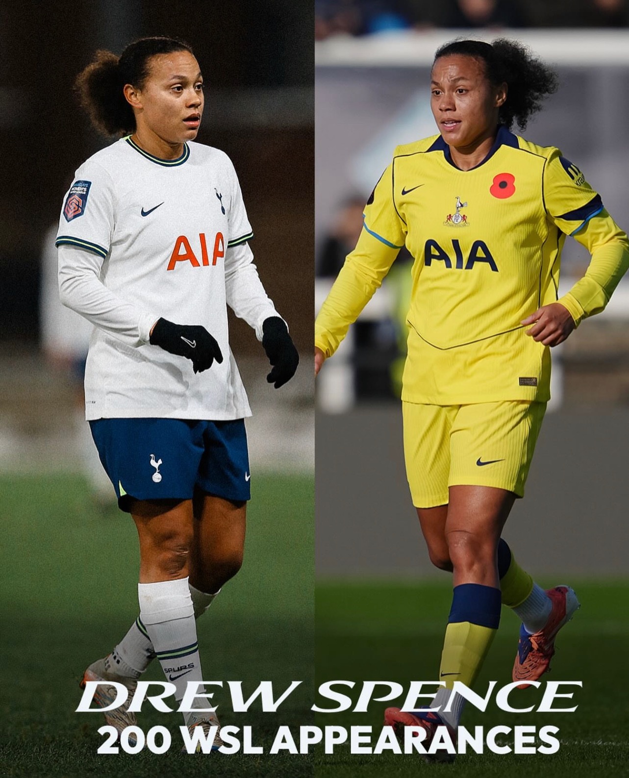 热刺中场🇯🇲德鲁·斯彭斯英超女足出场200次👏她成为第一个达到这项成就的非