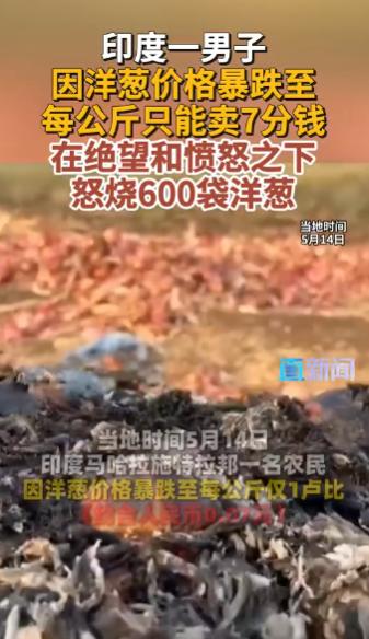 印度出了件让人后背发凉的事！一个庄稼汉，竟一把火烧光了自家600袋洋葱。那可是大