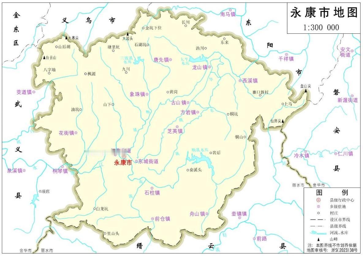 看完永康市政区图后发现，原来永康有这么多的镇啊！