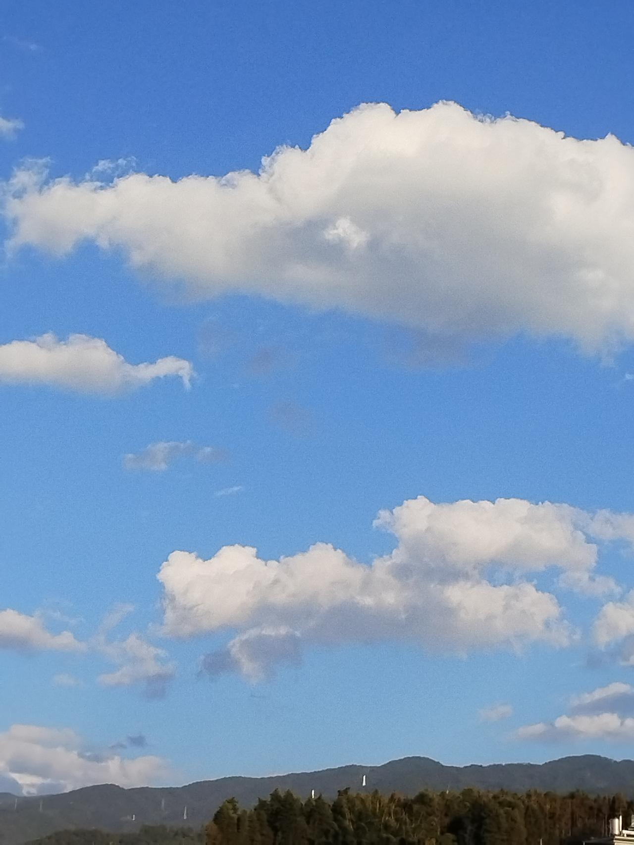 晒图笔记大赛下午行走在路上，抬头看了下天空，只见蓝蓝的天飘着几杂白云，便拍了。