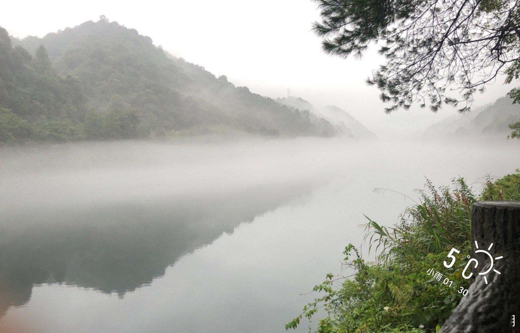 早安        雨天，风景还是很美。    