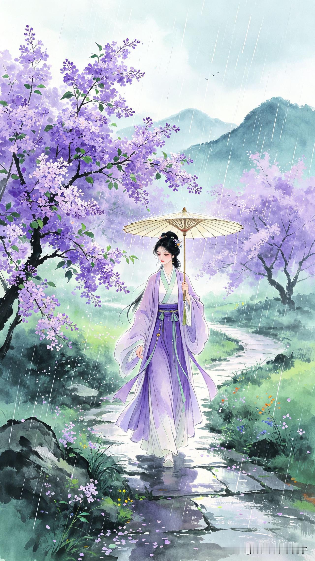 细雨如丝织未休，
紫云深处锁春愁。
丁香空结千般怨，
     
…………请师友