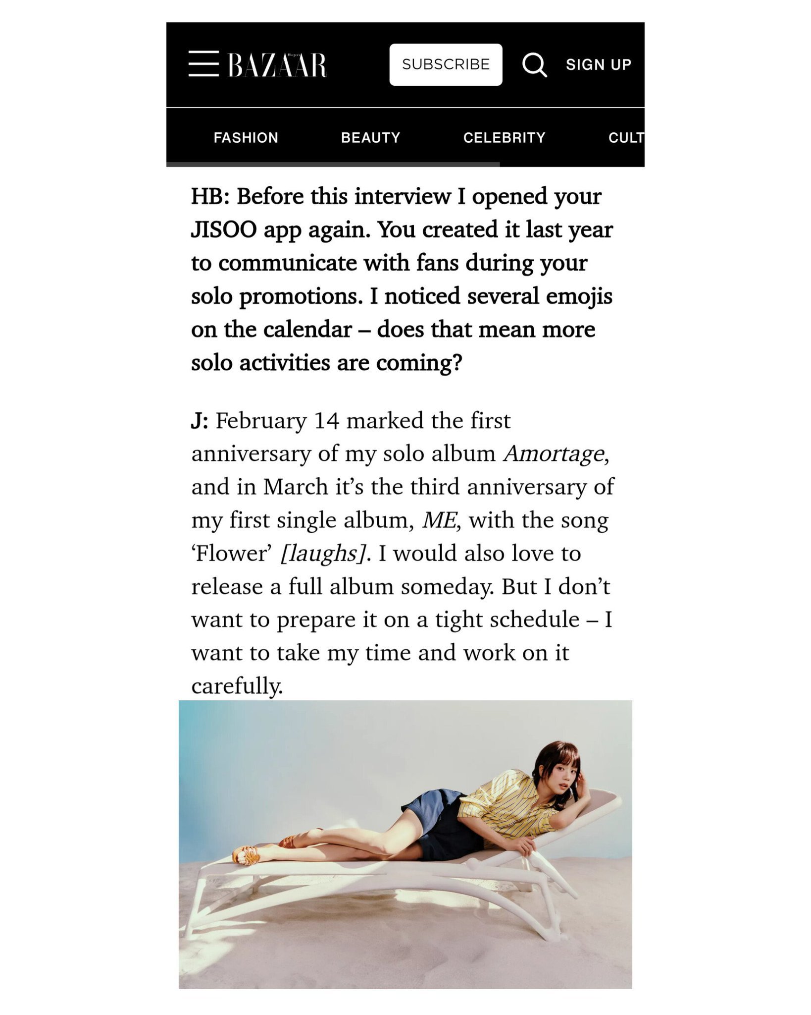 💡- JISOO，Harper's Bazaar 2026 -“我也希望有一天