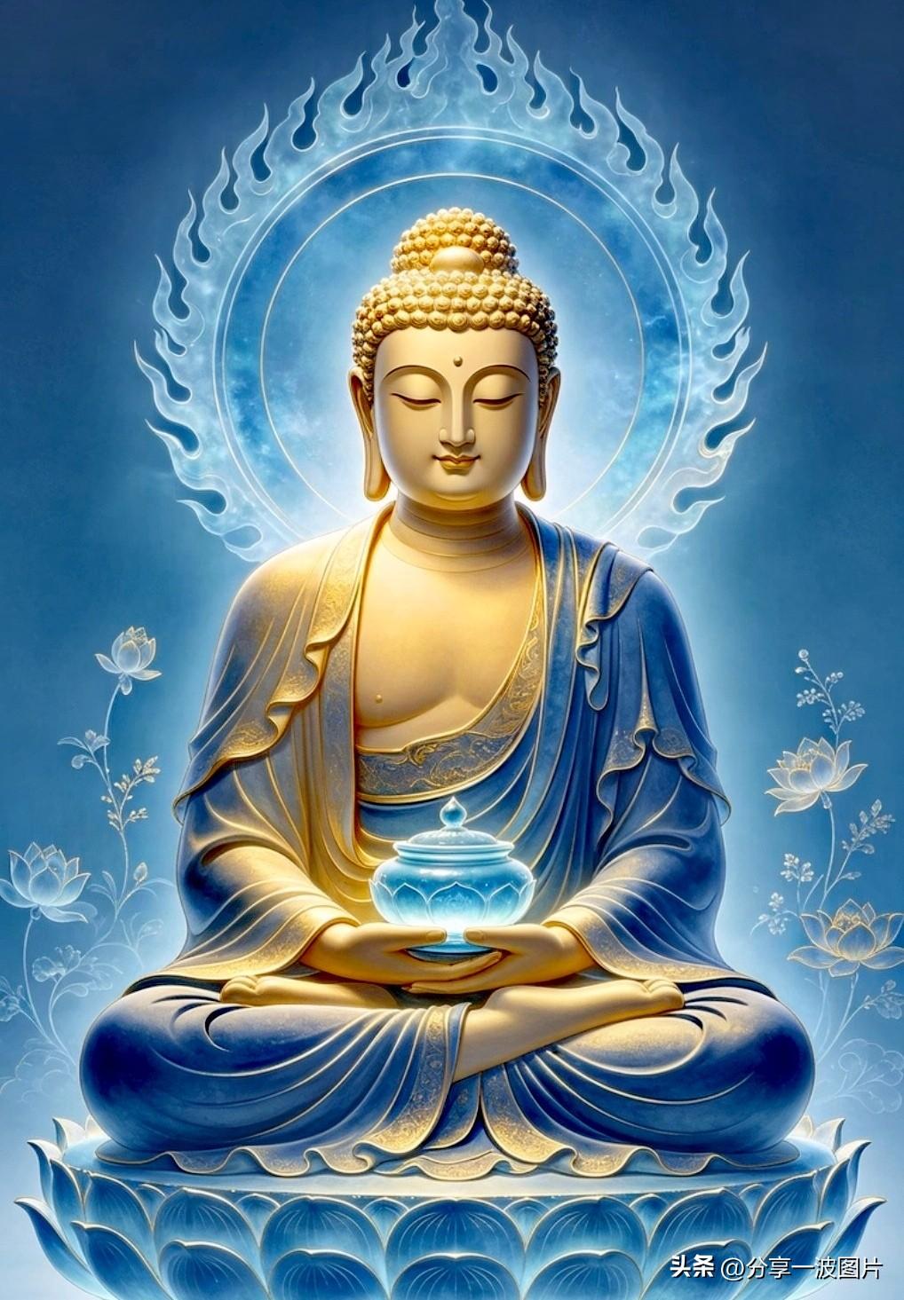 莲台端坐消尘扰，
慧光普照纳福安。