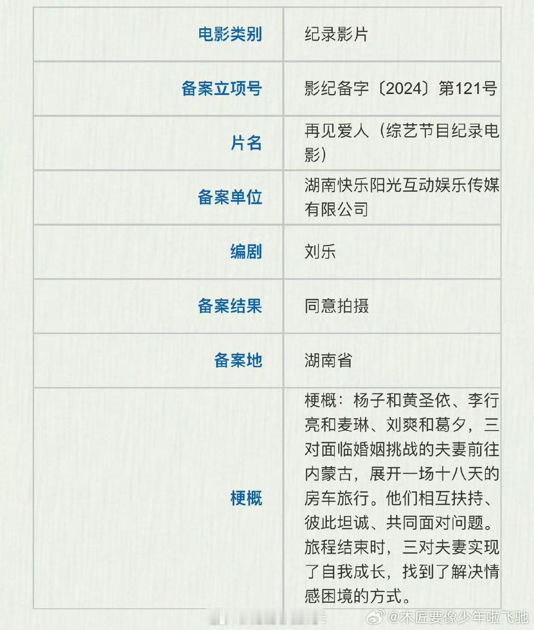 网传«再见爱人»大电影立项备案，长视频跨界荣光唤醒，继«快乐男声»«爸爸去哪儿»
