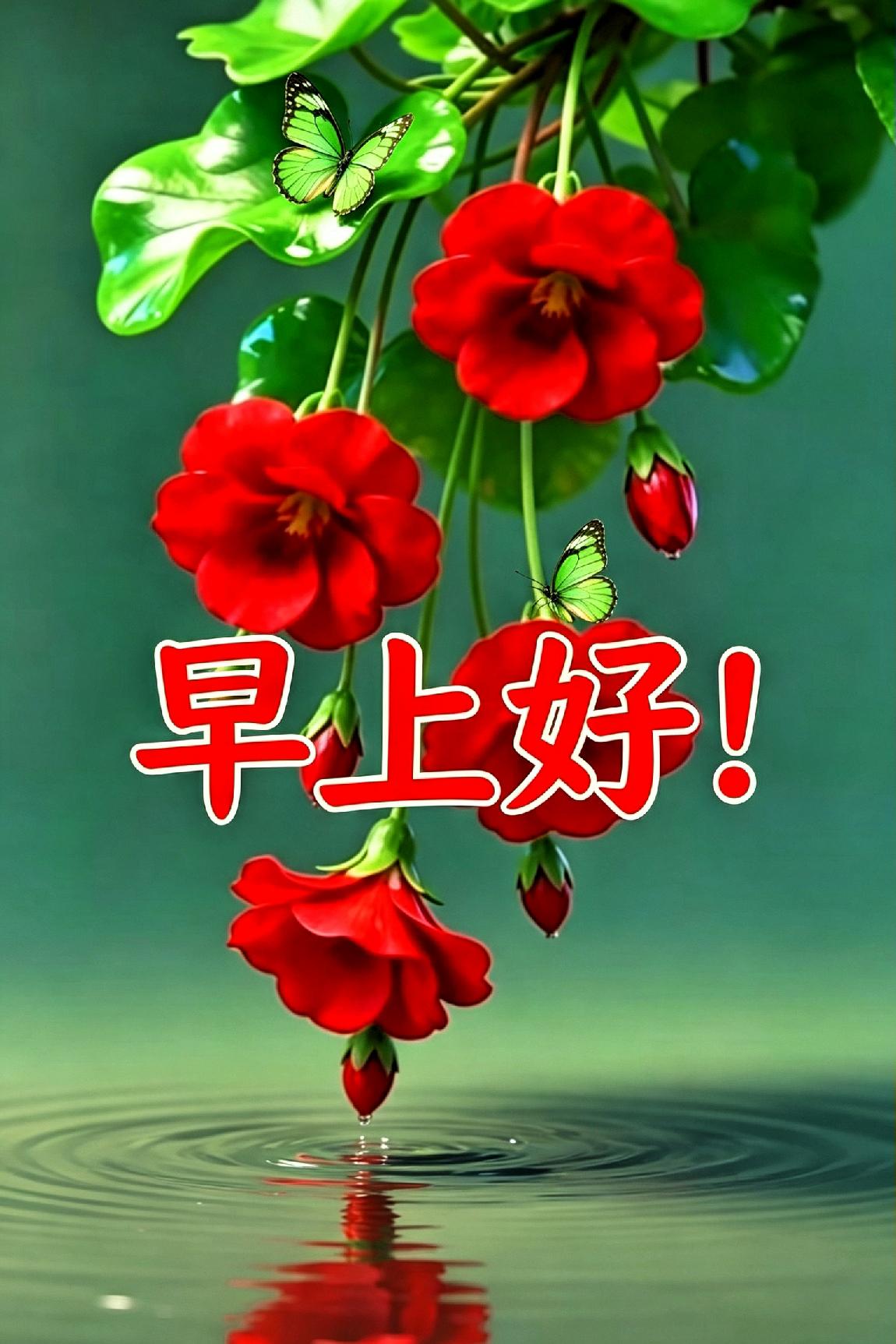 《早上好》

 
晓天初启焕朝霞，

清风漫拂透窗纱。

彩蝶翩跹绕芳蕊，

柔