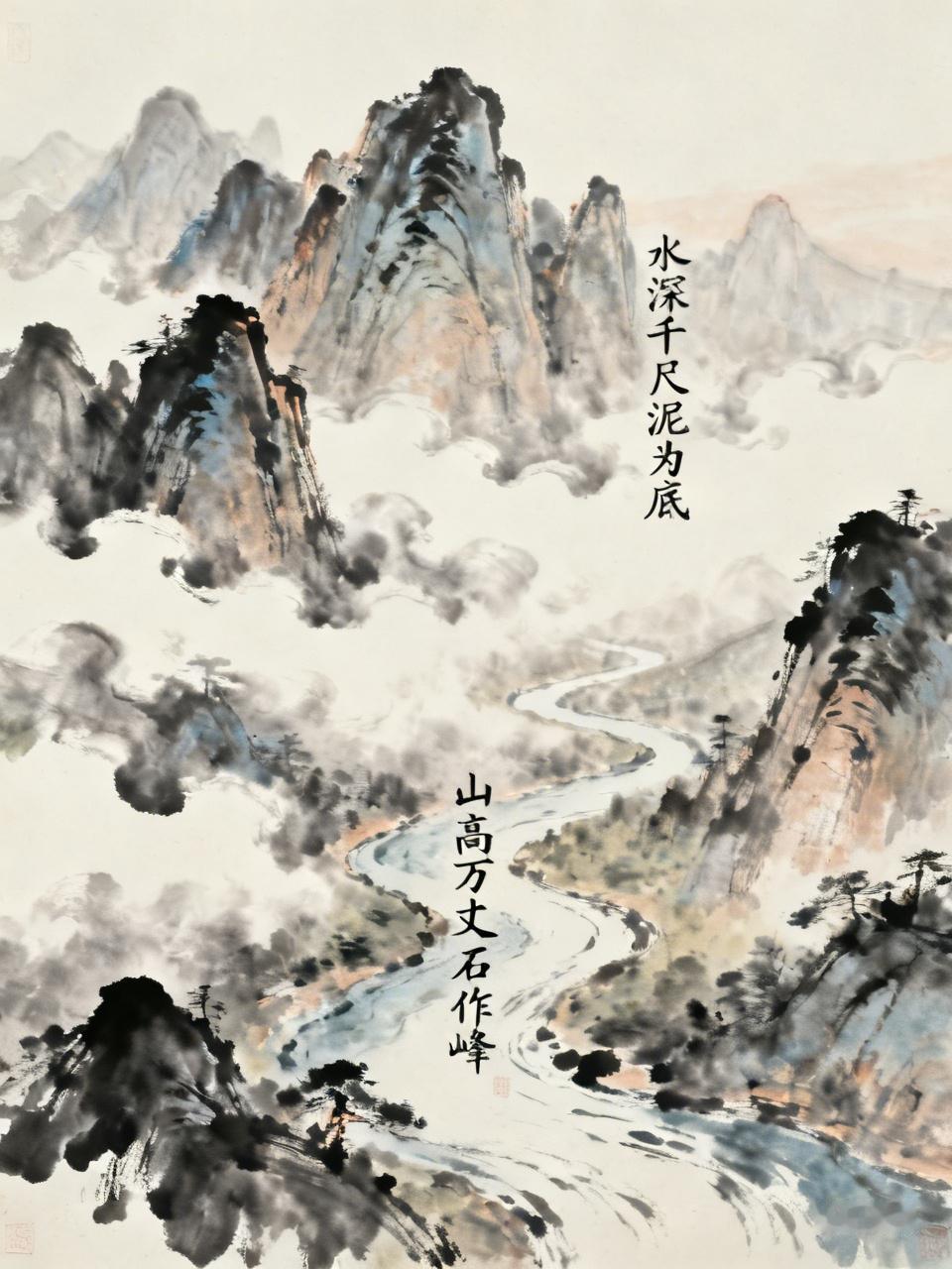 下联：山高万丈石作峰。