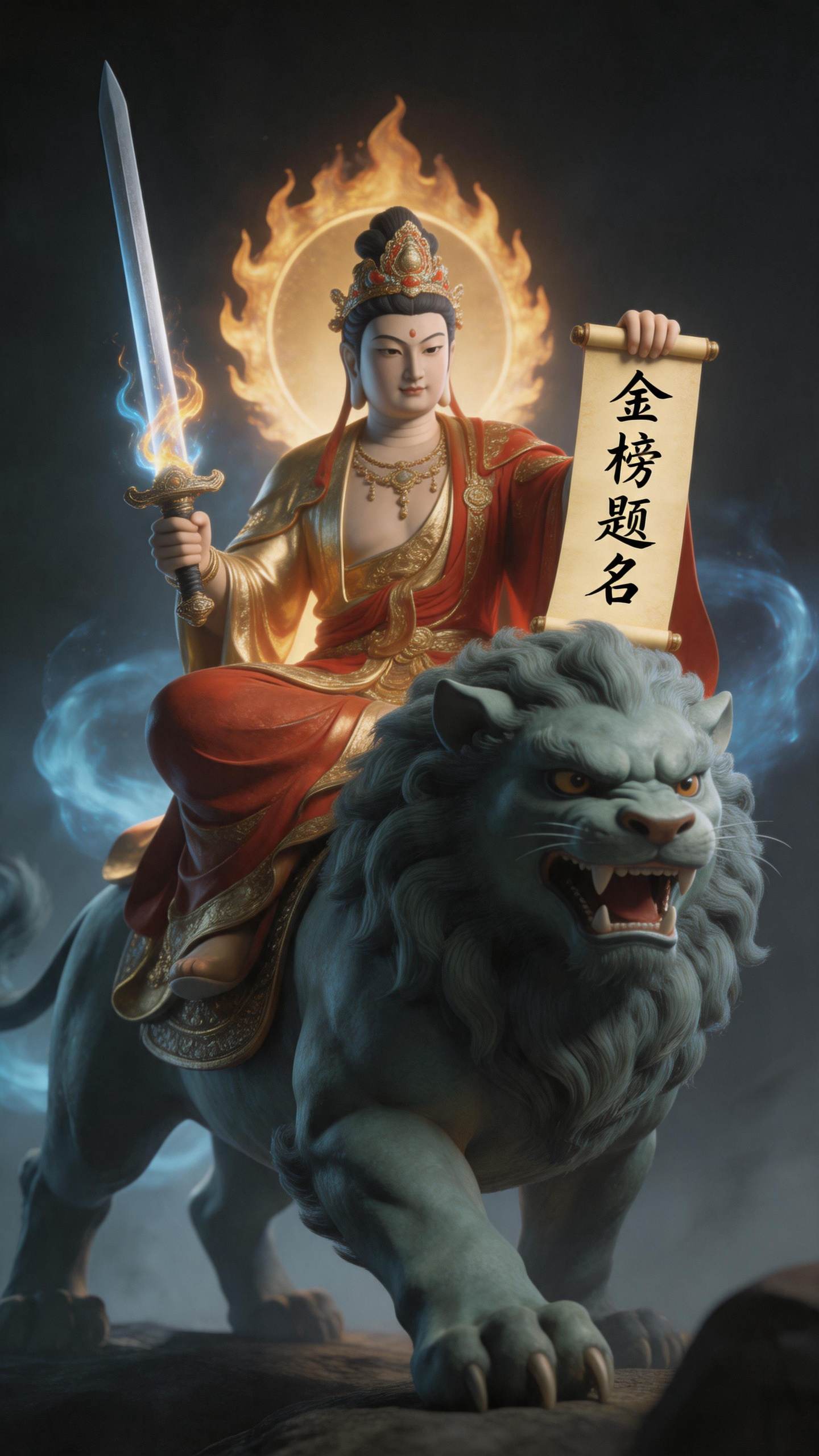 文殊大士，广施智慧。愿佛光护佑莘莘学子，褪去紧张与忐忑，沉着应对每一道考题。不负