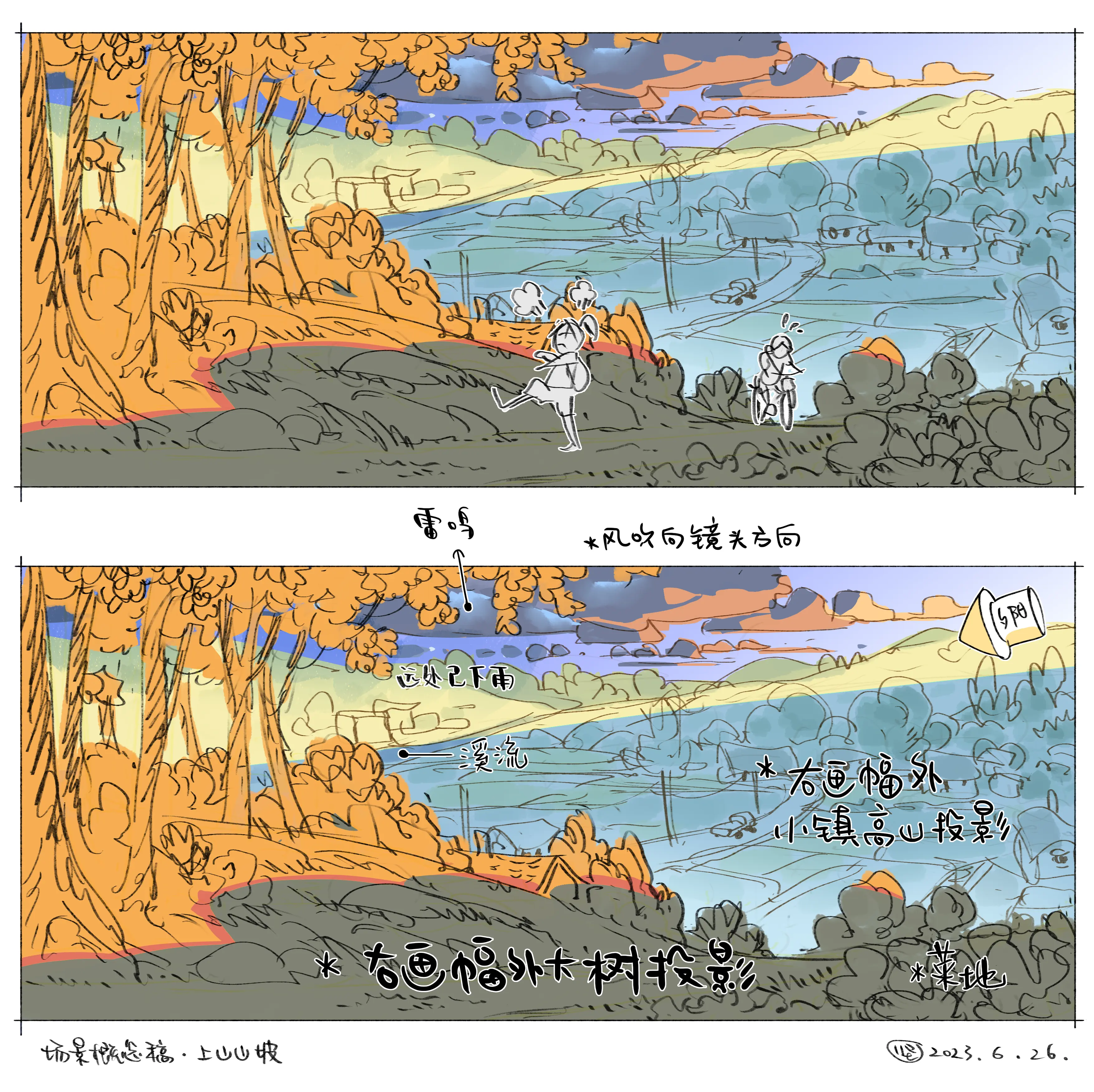 为电影《云边有个小卖部》画的概念草图。刚完成动画部分的导演工作不久。 ...