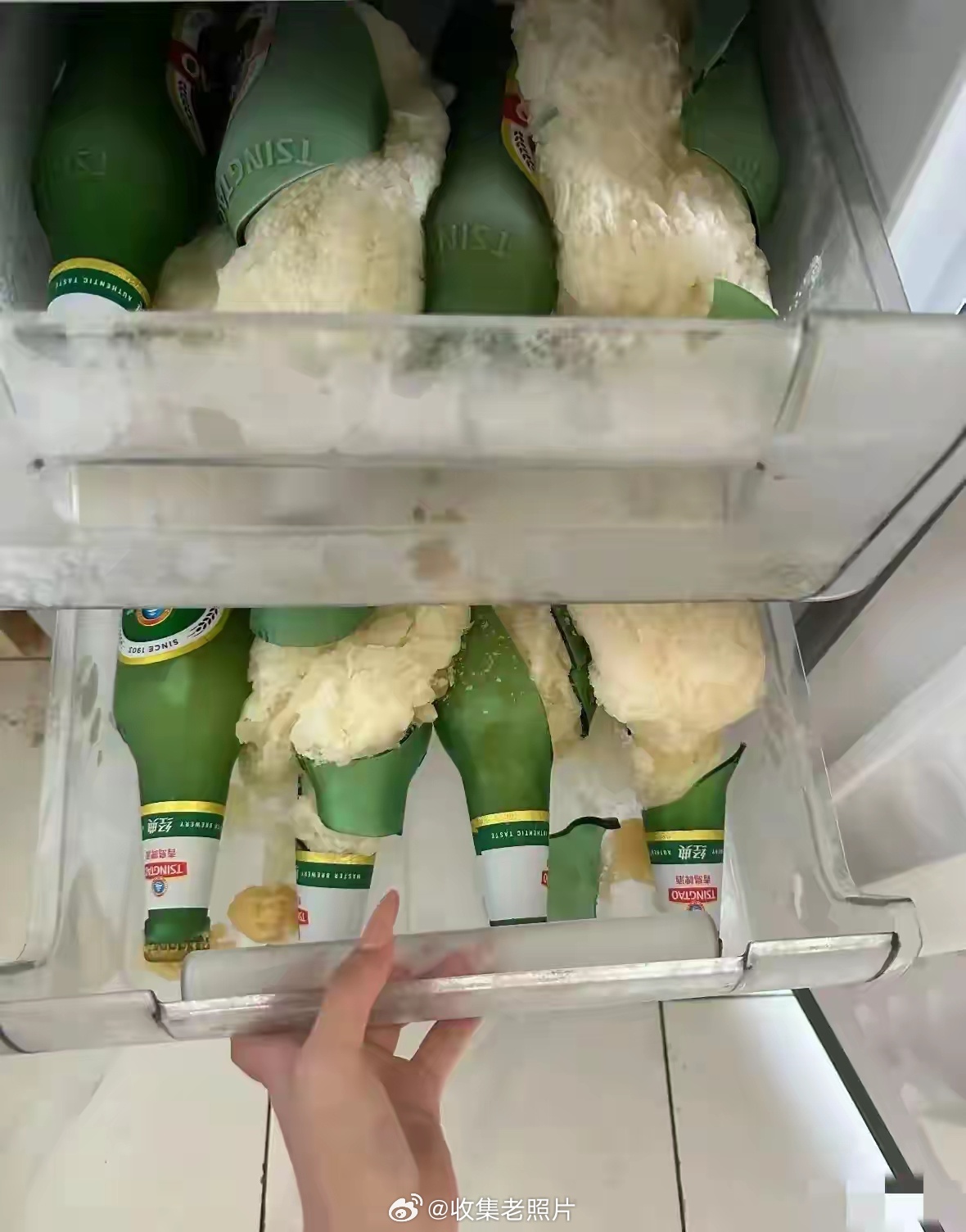 家人们，花钱买教训啊！夏天啤酒千万不要放冷冻仓。