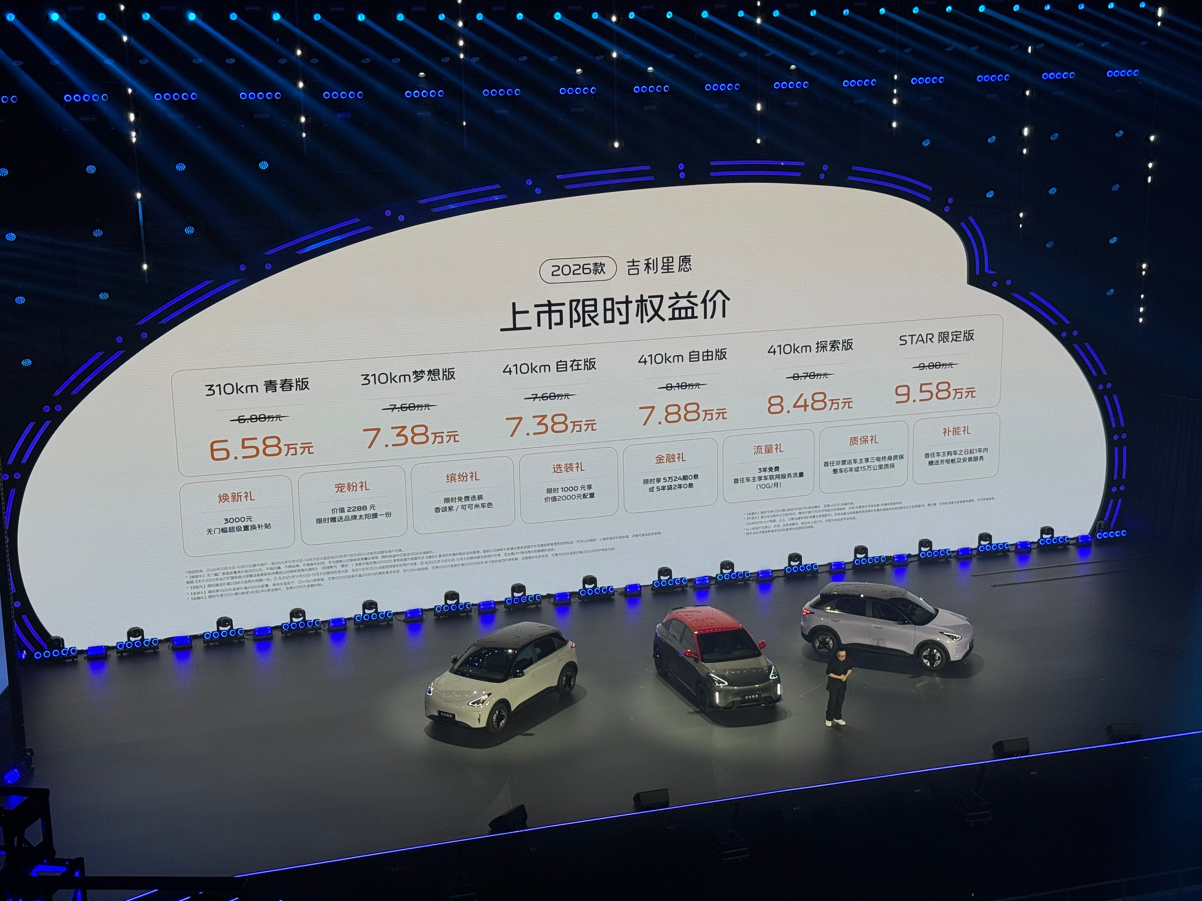 2025年10月10日，2026款吉利星愿 于杭州正式上市。新车共推出6款车型，