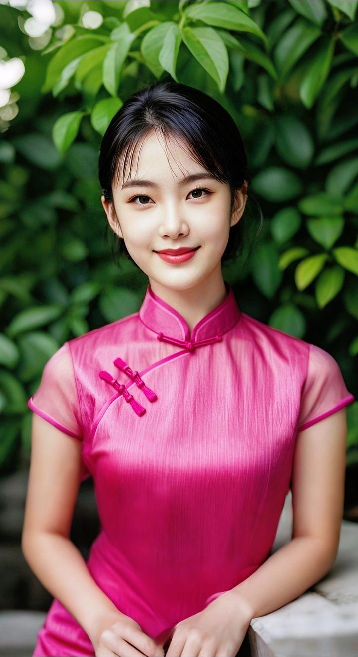 AI扩图 AI艳粉微笑