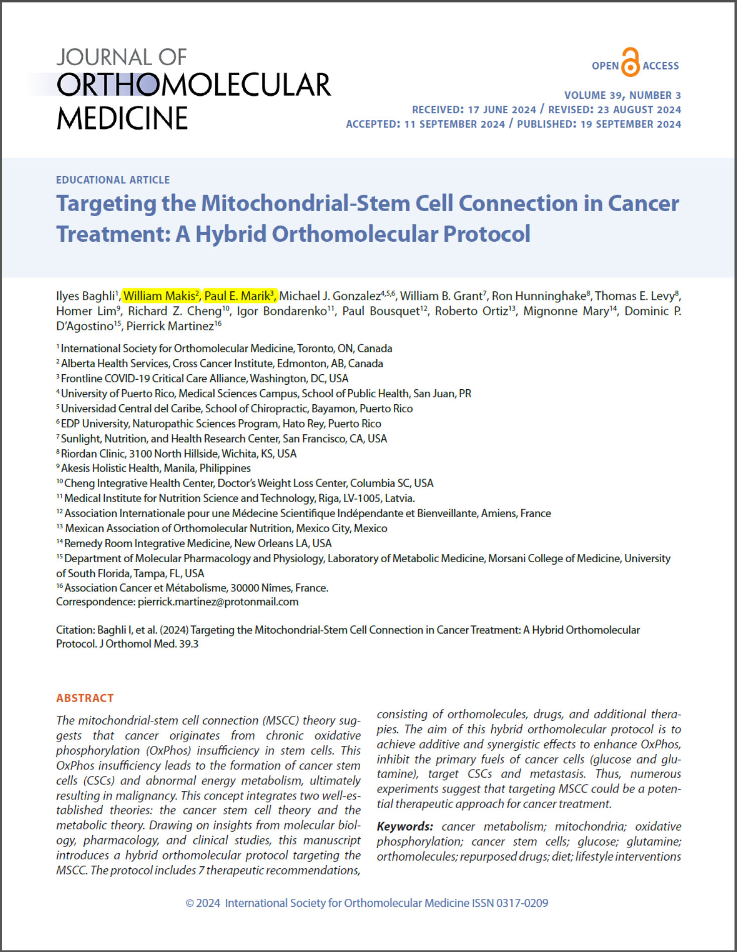 突发新闻：全球首个伊维菌素、甲苯咪唑和芬苯达唑联合抗癌方案已通过同行评审并发表！