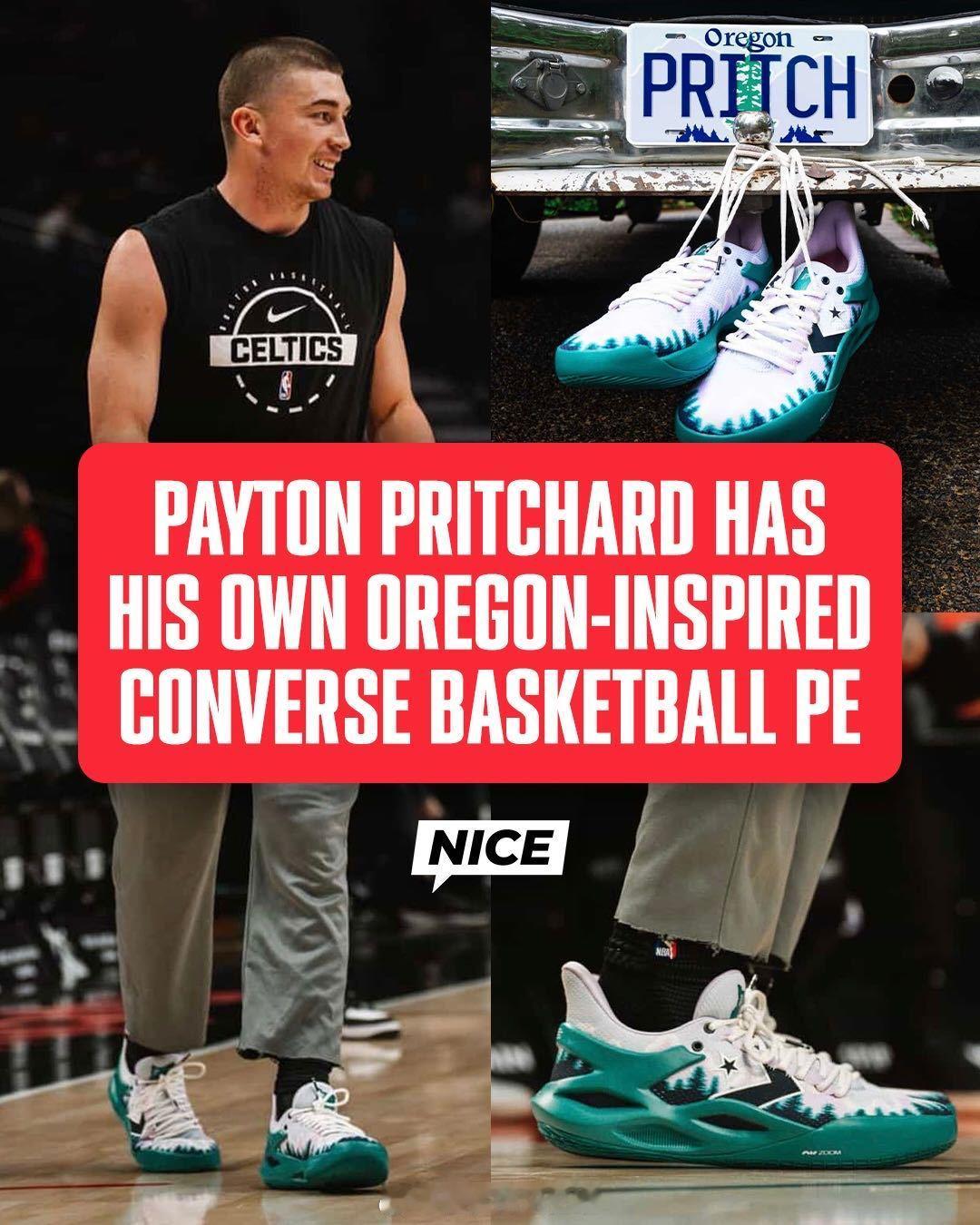 佩顿·普里查德昨日上脚了一双匡威BB Trilliant 个人专属款战靴，设计灵