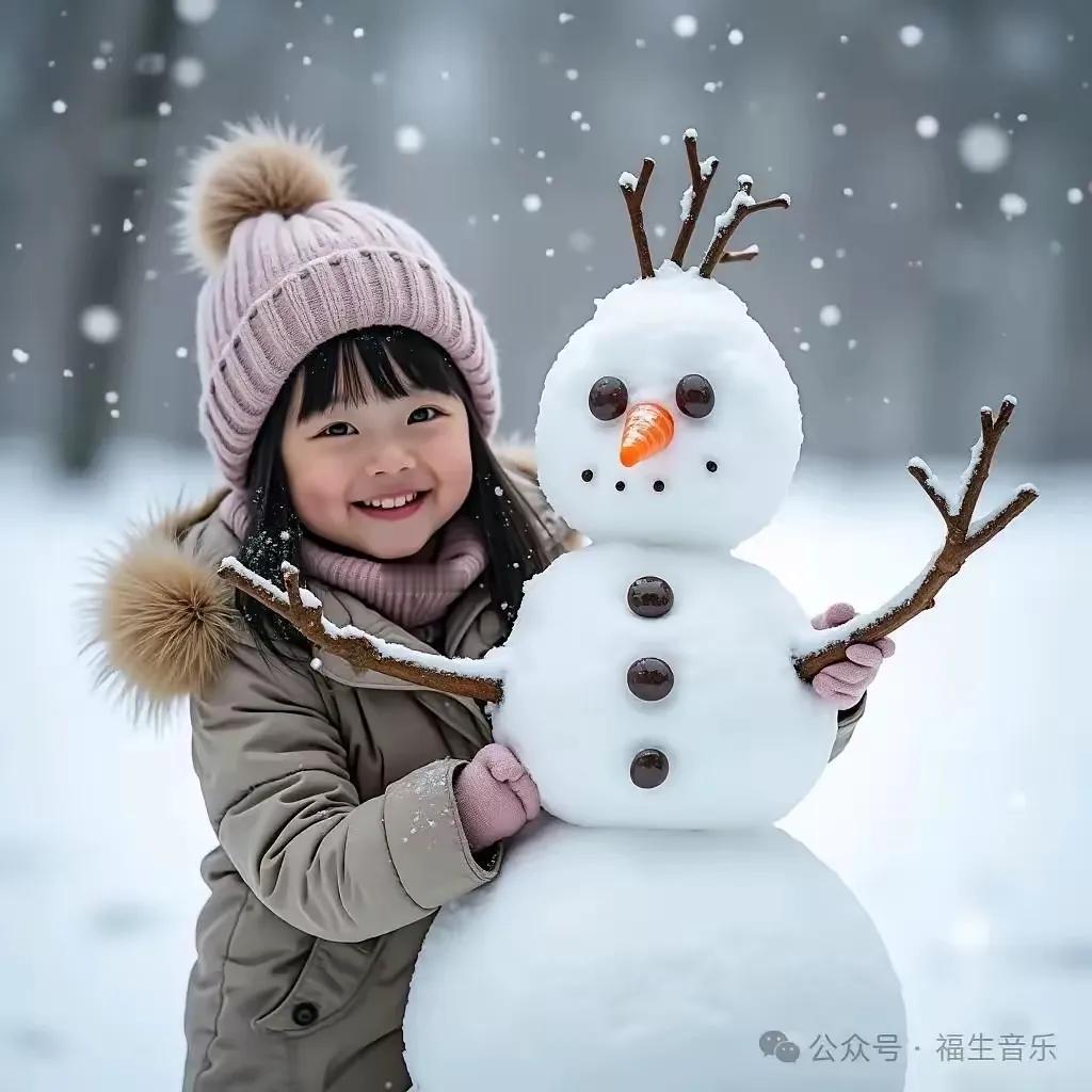 冬日暖阳，与雪人共度美好时光冬日带来的快乐
