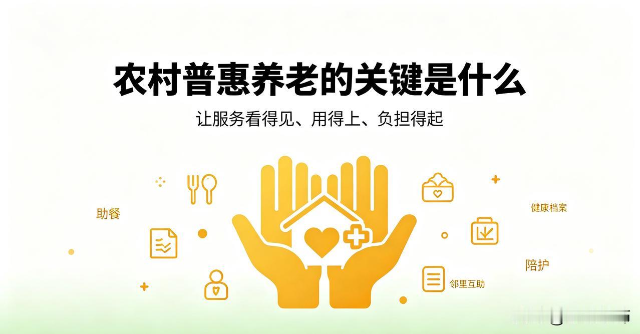 农村普惠养老的关键，在于补齐乡村养老资源短板，兼顾成本与乡土实际。
 
首先要盘