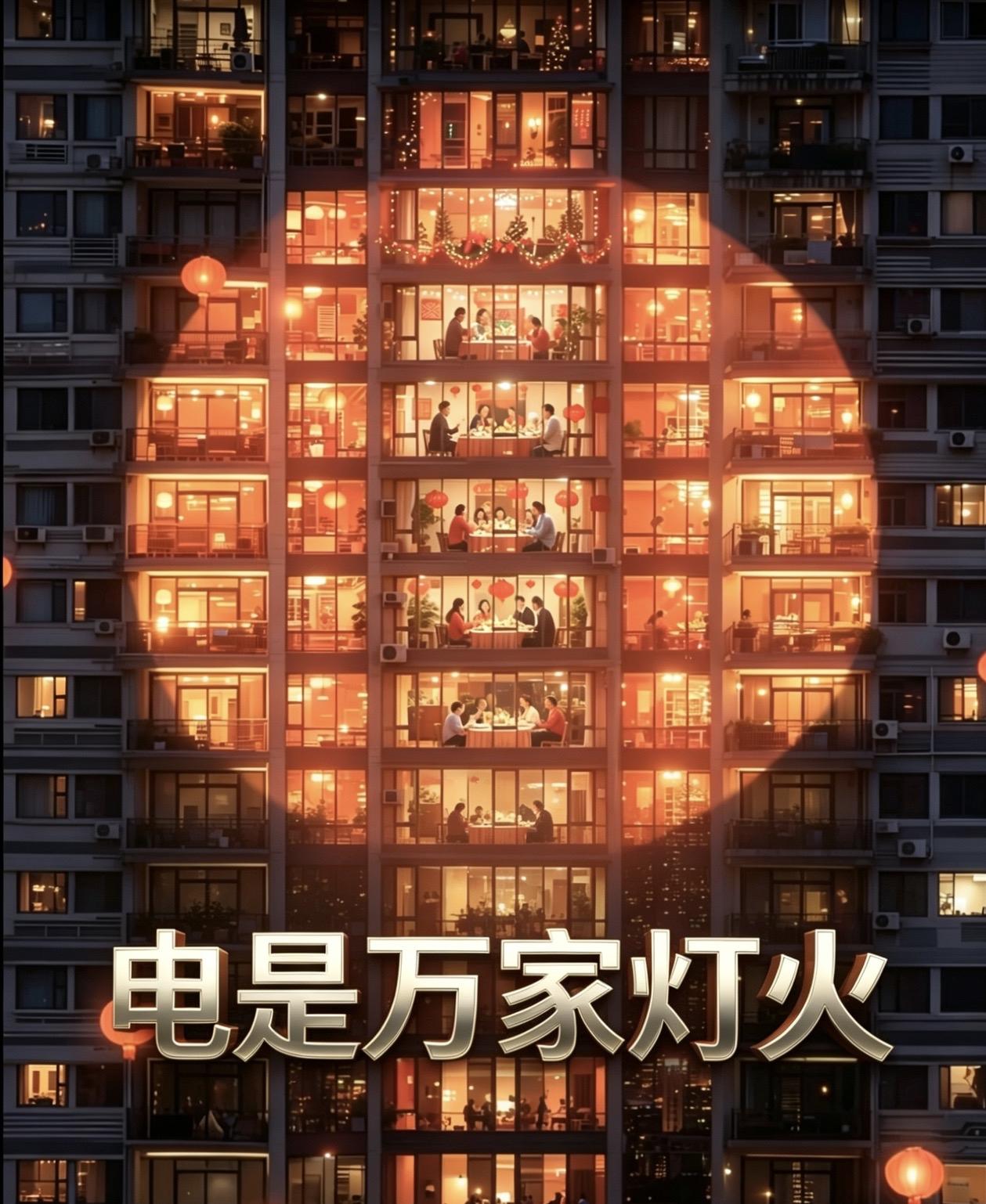 如果把＂电＂说成万家灯火，
那是＂人间烟火的底色＂。

灯亮起来是＂看得见的热闹