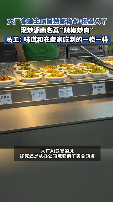 大厂员工回应炒菜机器人厨艺 国产AI不断刷新技术高度，大厂疯狂落地各类AI应用，
