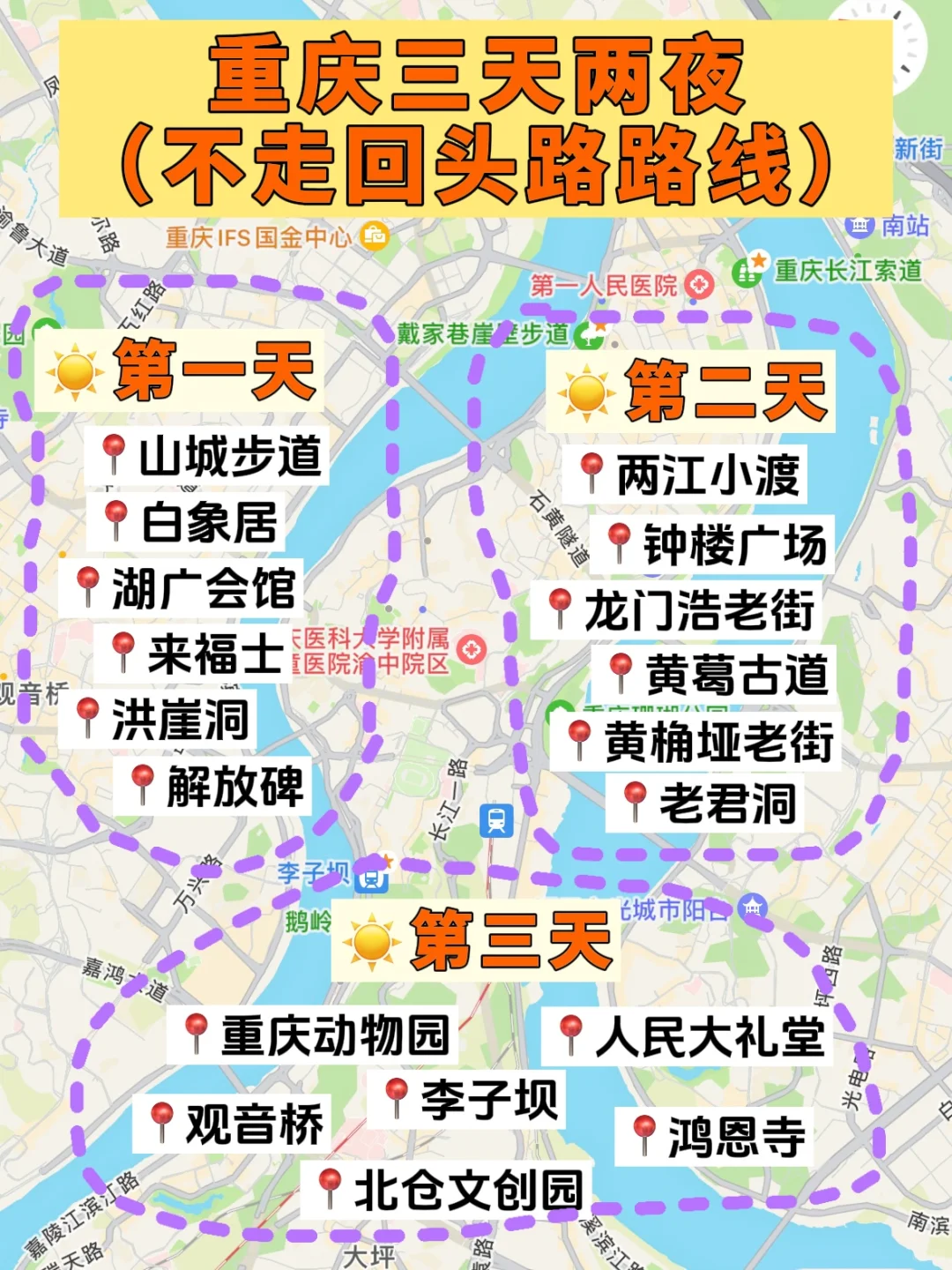 一张图讲清楚‼️重庆3天2夜怎么玩