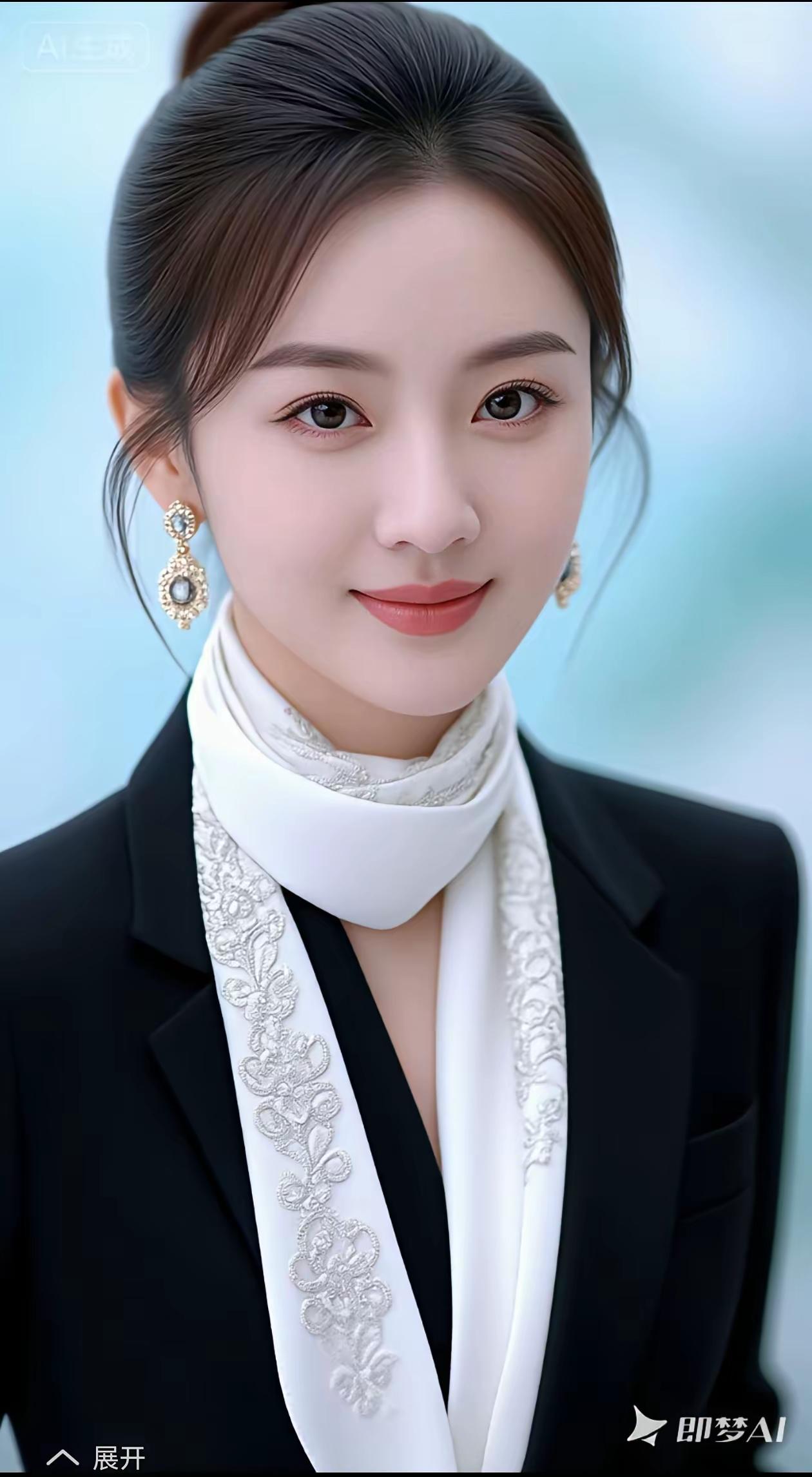 这位女士的穿搭太绝了！黑色西装，剪裁得体，魅力十足。配上漂亮耳环，吸睛效果直接拉