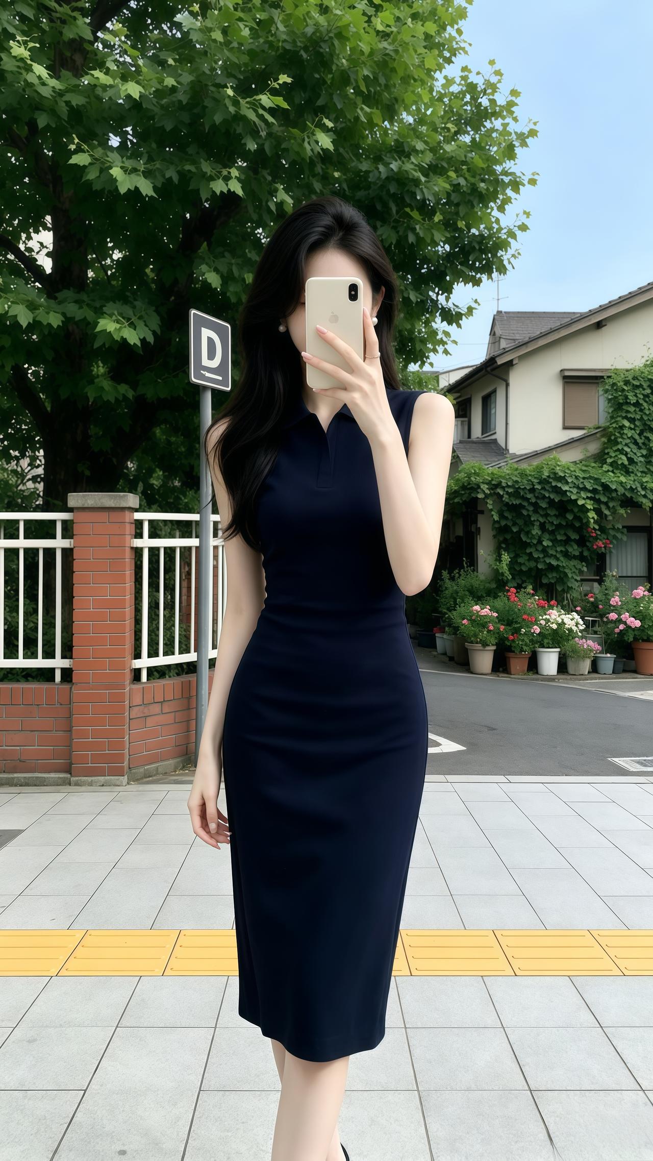 气质范 辣妹风无袖高级感连衣裙 polo领连衣裙 好身材好气质 穿搭