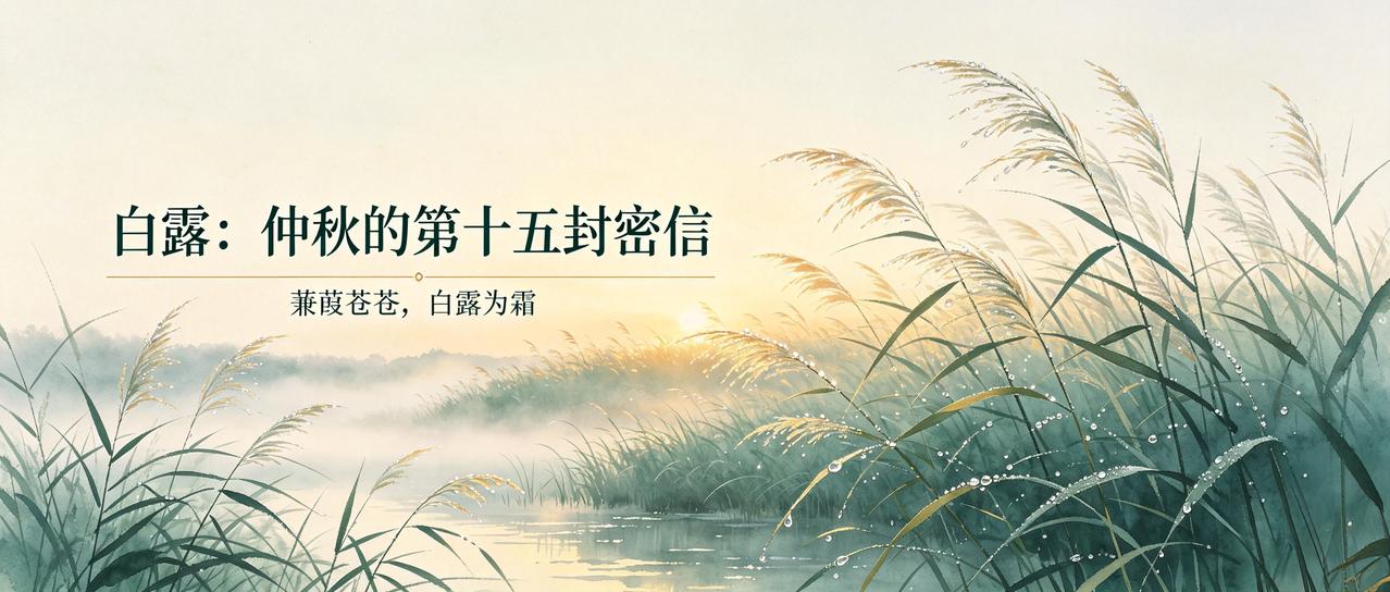 白露：仲秋的第十五封密信
 
蒹葭苍苍的水岸，霜色最先落在新生的芦苇尖上。那点似