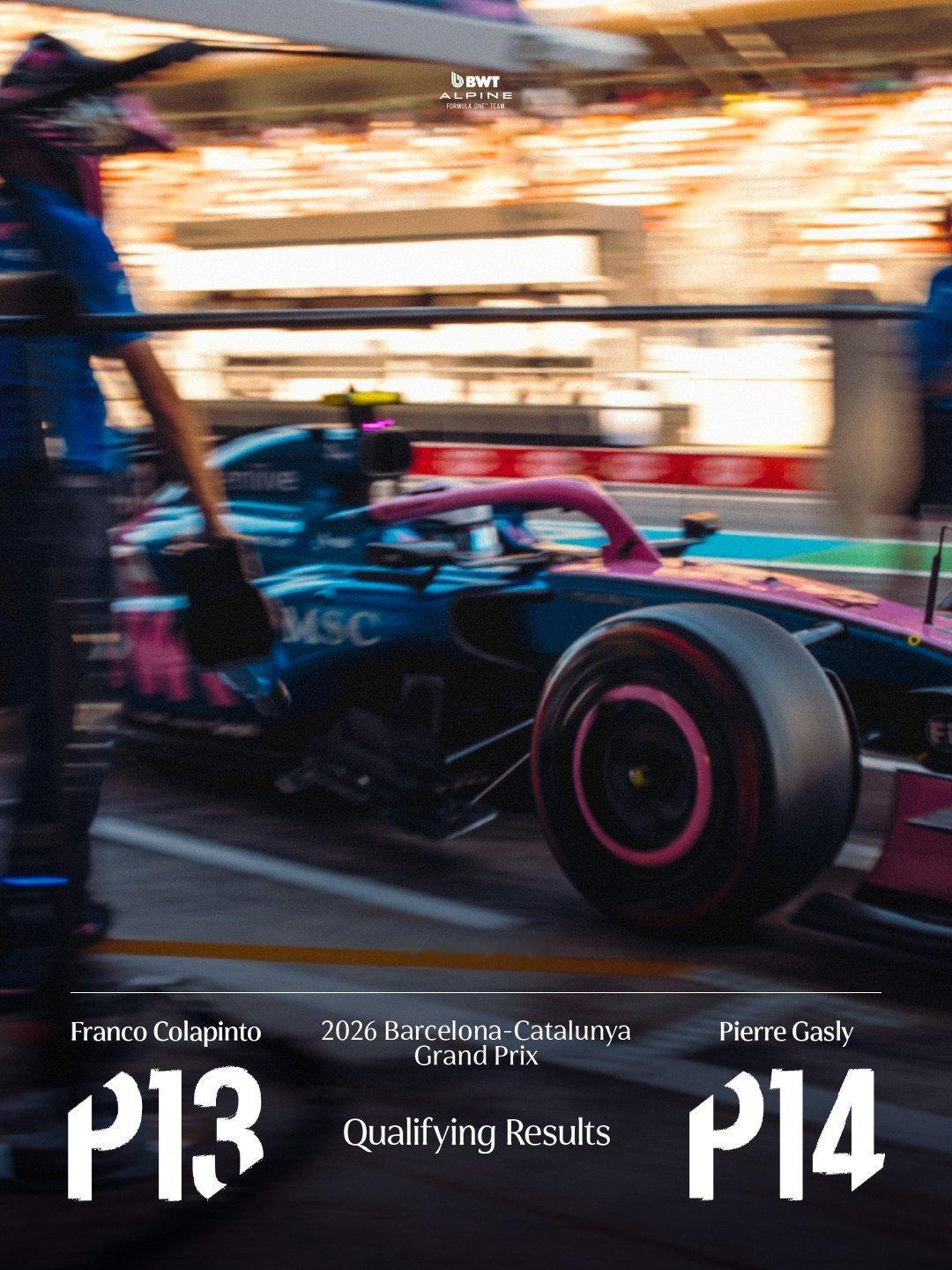 2026F1巴塞罗那大奖赛 排位赛结束加斯利P14止步Q2赛车状况不尽如人意周日