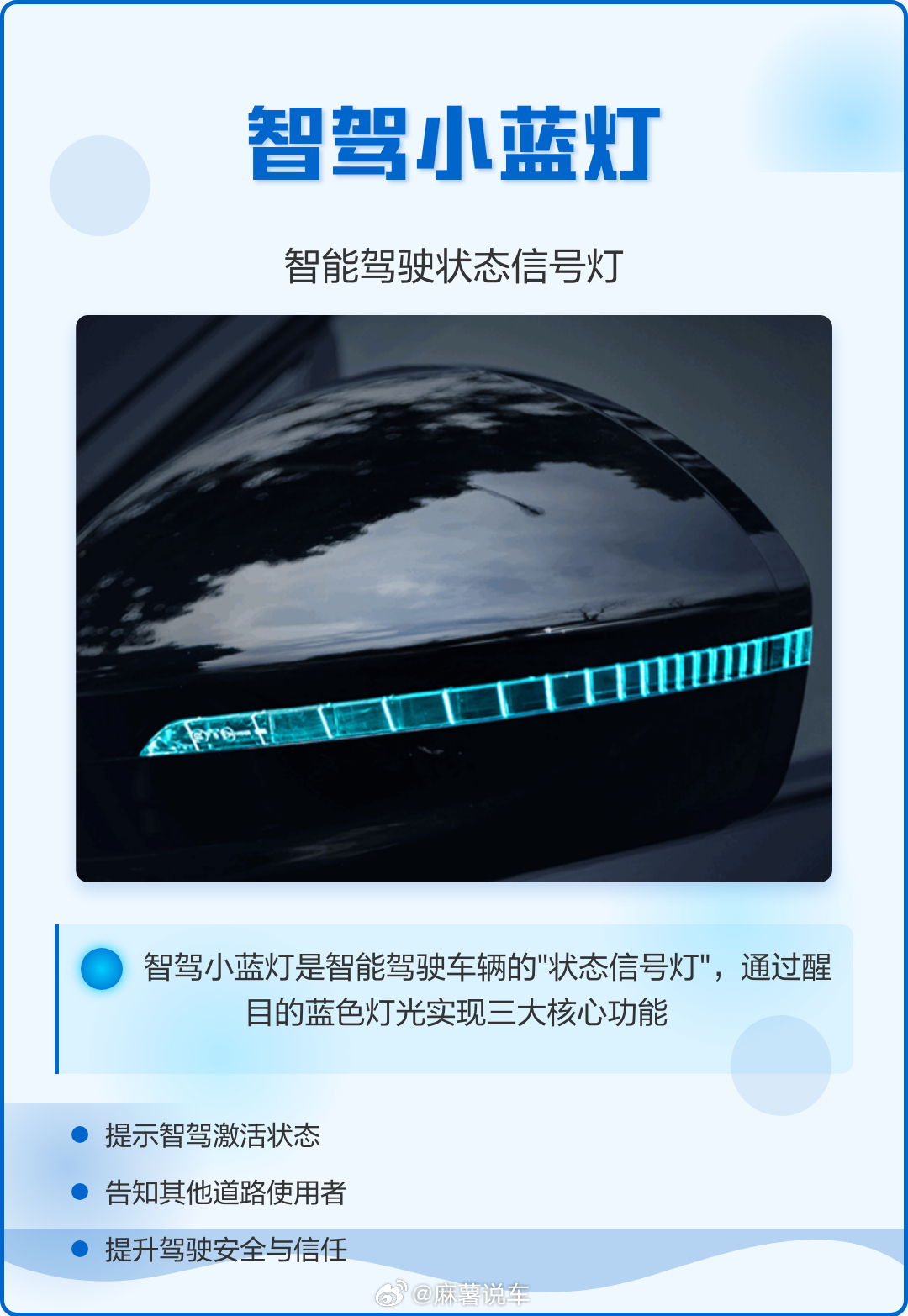 智驾小蓝灯短期内或将被禁 智驾小蓝灯被新规叫停，其实是情理之中。单纯靠蓝光区分智