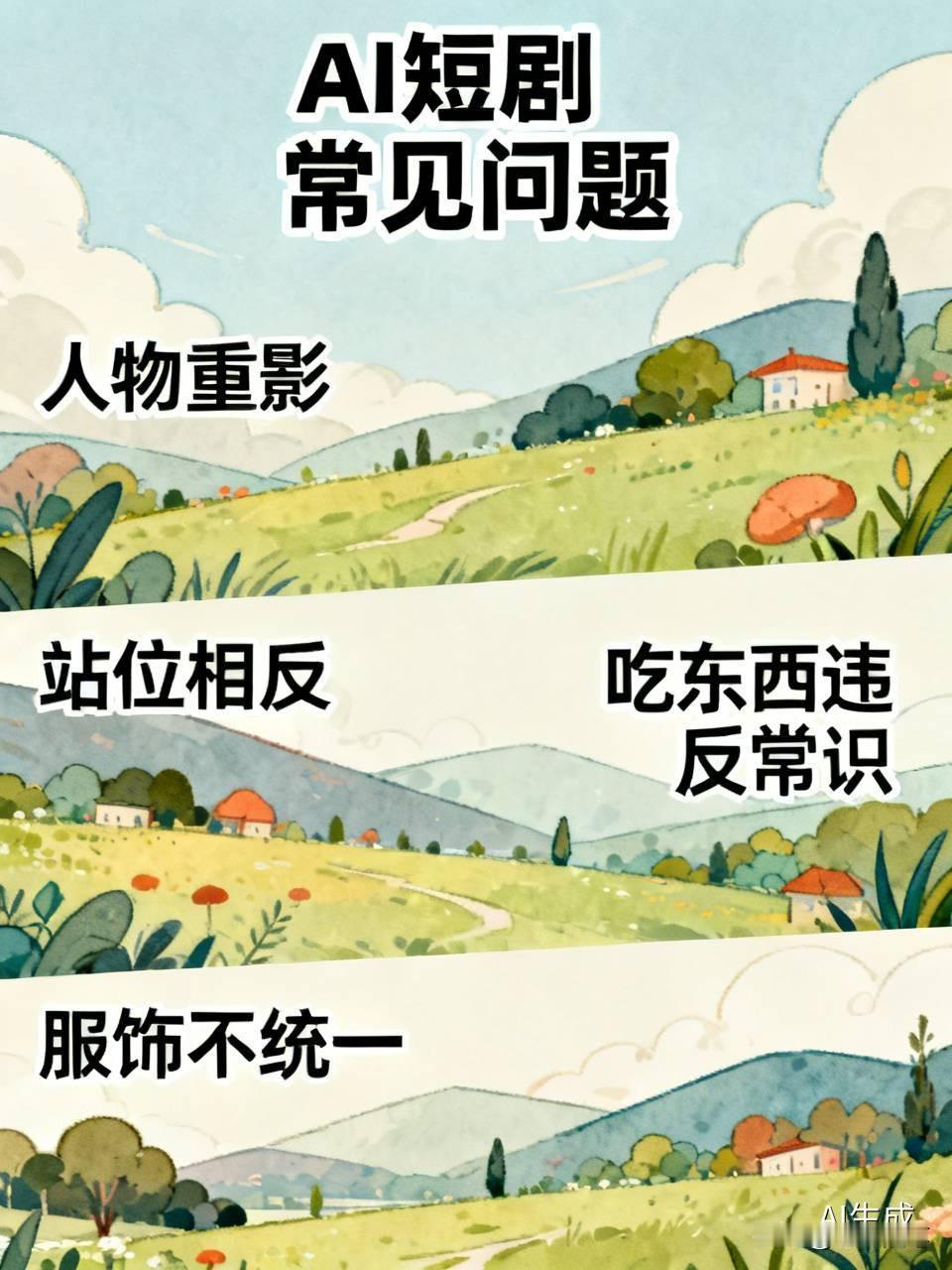 看多了AI短剧，我发现普遍存在以下几个问题。
1、人物或者动物重体，就是同一个场