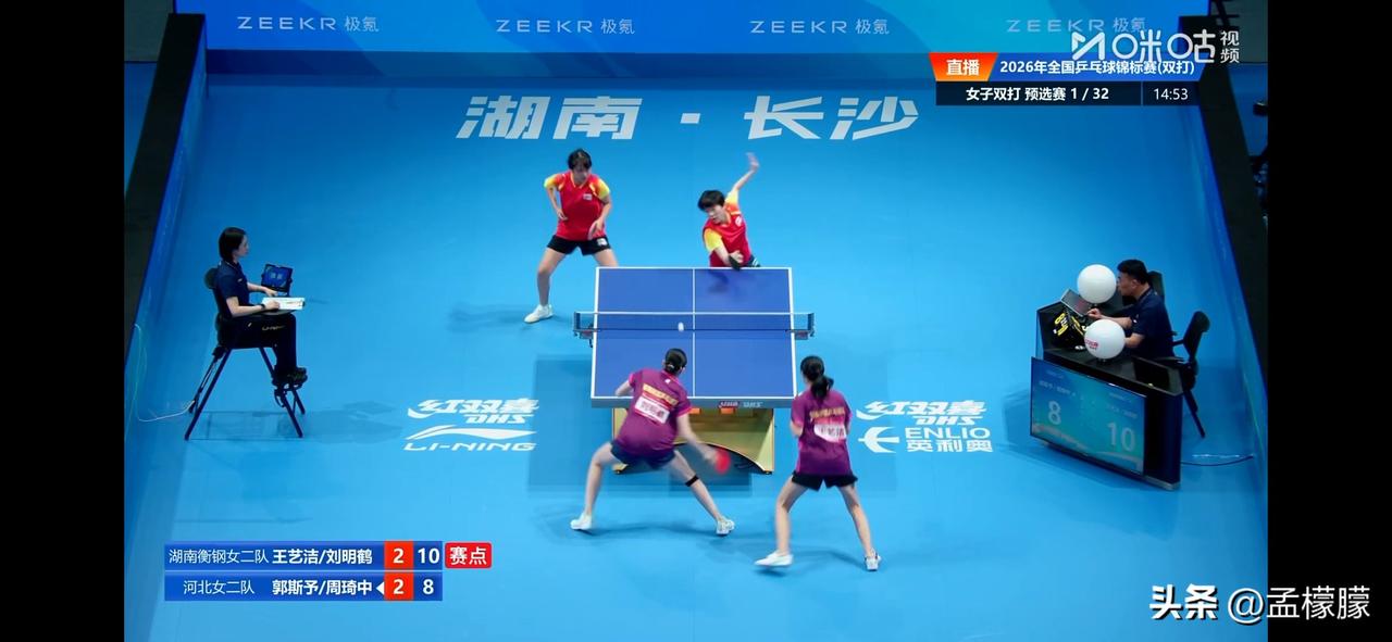 2026全国乒乓球锦标赛丨女双预选赛1/32决赛
王艺洁/刘明鹤(湖南衡钢女二队