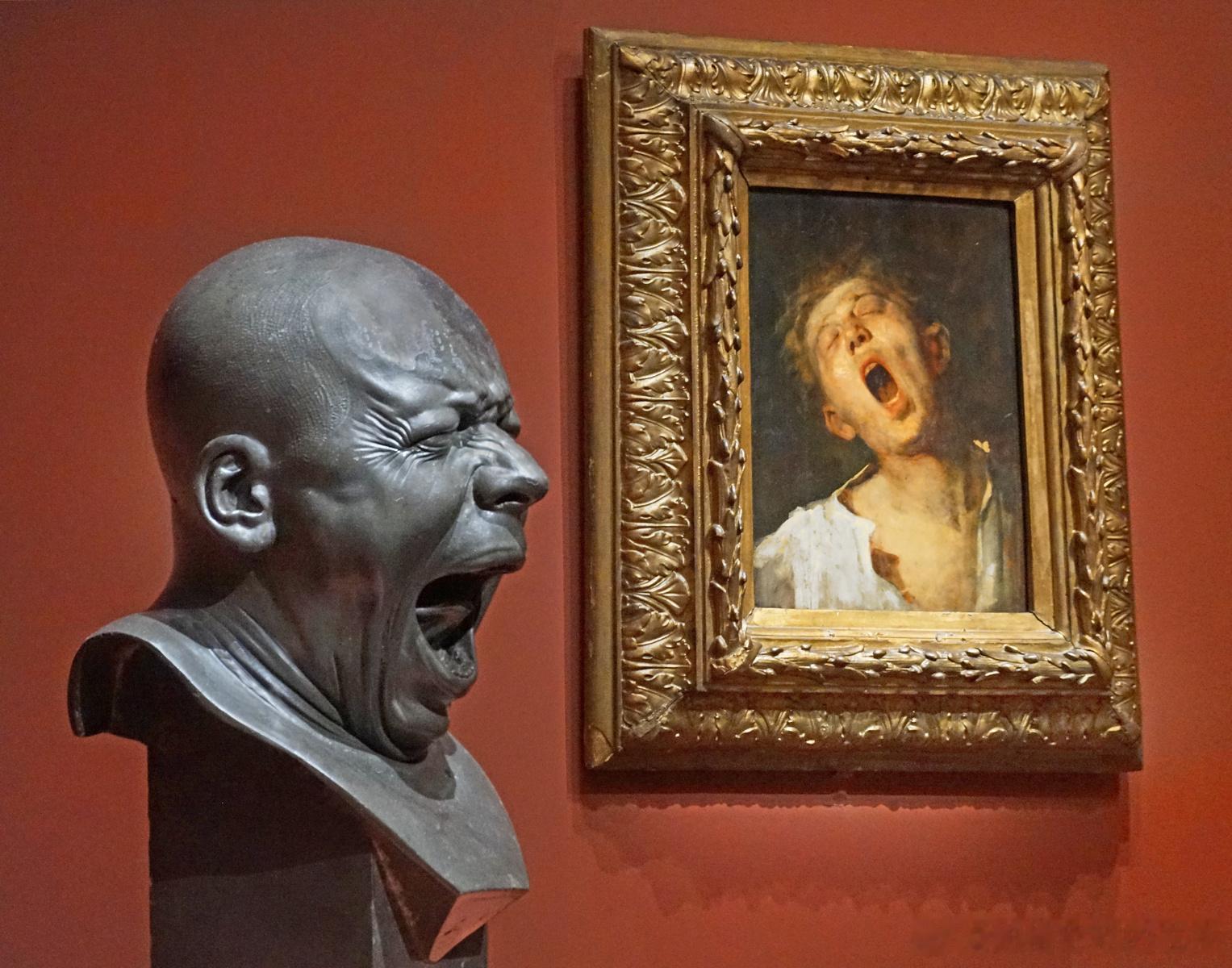 啊~~困左侧雕像：“L'Homme qui bâille”（打哈欠的人），Fra